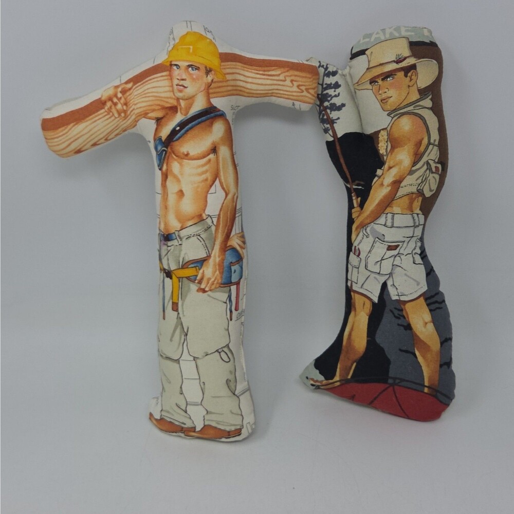 Alexander Henry Pinup Throw Pillow Construction Sexy Man Hard Body Shirtless